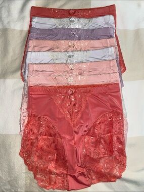 Angelina Lace Hi-Cut Briefs Pack - Coral, Pink, Lilac & White